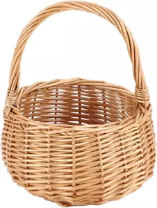 Small Gift Wicker Picnic Basket with Handle,Willow Flower Girl Basket for Weddin - Picture 1 of 12