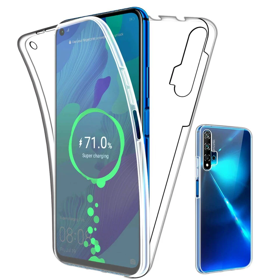 Huawei Nova 5T 360° Grad Full Cover Hülle Silikon Schutzhülle Handyhülle Case