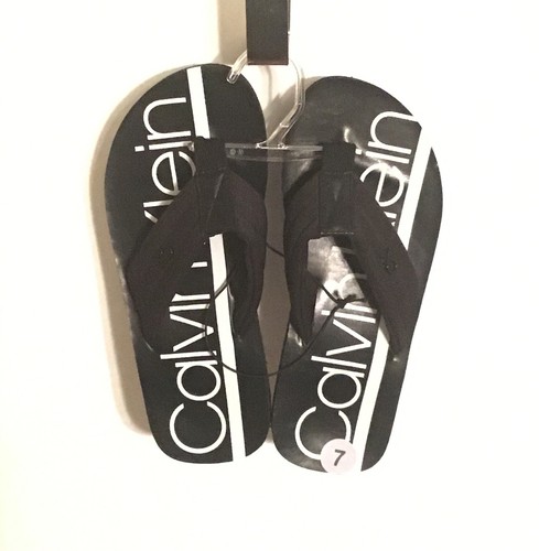 NEW BALANCE Sandali infradito Calvin Klein Diego neri bianchi taglia 7 nuovi senza scatola