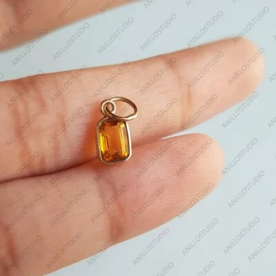 Dije de citrino octágono 6x4 mm para colgante, collar, pendiente, aro oro amarillo de 14 k Foto 1 de 4