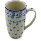 Polish Pottery Latte Mug Ceramika Artystyczna White Pansy