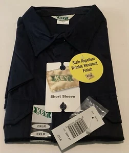 Key Brand Men’s 2XL Navy Blue Short Sleeve Button Up Work Shirt Mechanic NEW - Picture 1 of 1