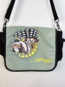Ed Hardy Christian Audigier Messenger Bag Y2K Bulldog Crossbody Streetwear Dog - Picture 1 of 14