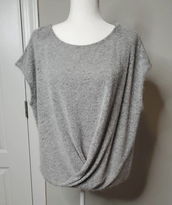DKNY Women's Short Sleeve Drape-Front Boat Neck Sweater Knit Top Size Large - Image 1 of 4