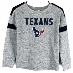 NFL NWOT Houston Texans Girls Size Medium Sweater Heathered Gray Stripe Sleeve - Picture 1 of 7