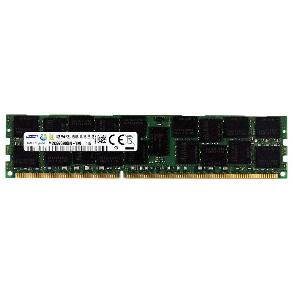 Samsung M393B2G70DB0-YK0 16GB 2Rx4 PC3L-12800R DDR3 1600MHz ECC RDIMM Memory RAM - Image 1 of 1
