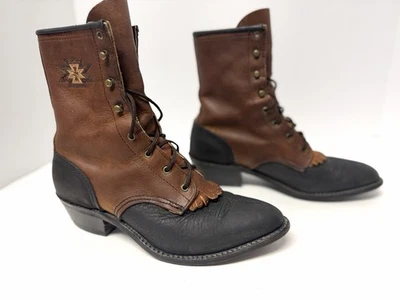 Botas Abilene Kiltie Packer Marrón Cuero Negro Western Paddock WM 7.5 Foto 1 de 4