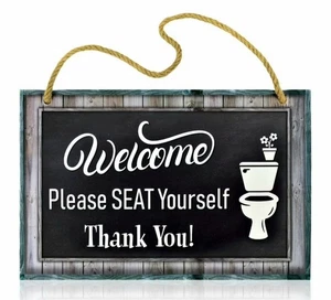 Badschild Deko "Willkommen Bitte setzen Sie sich Danke" Lustig Badezimmer Neu  - Bild 1 von 6