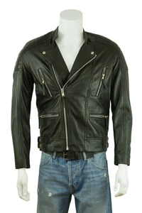 Infinity Kentucky Herren schwarz Leder Rock Front 4 Reißverschlusstaschen Biker Jacke - Bild 1 von 6