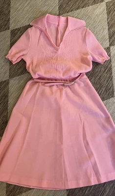 Vtg James Kenrob  Coral  Belted Day Dress Preppy Tennis Golf Rockabilly Mod 10 - Image 1 of 4