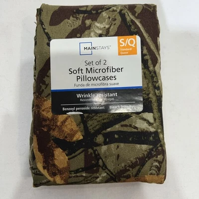 Juego de 2 fundas de almohada de microfibra suave Mainstays S/Q camuflaje resistente a las arrugas Foto 1 de 2