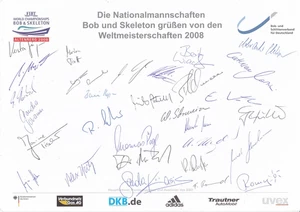Bob und Skeleton, dt. Nationalteam, Grusskarte WM2008, 30 Originalunterschriften - Picture 1 of 1