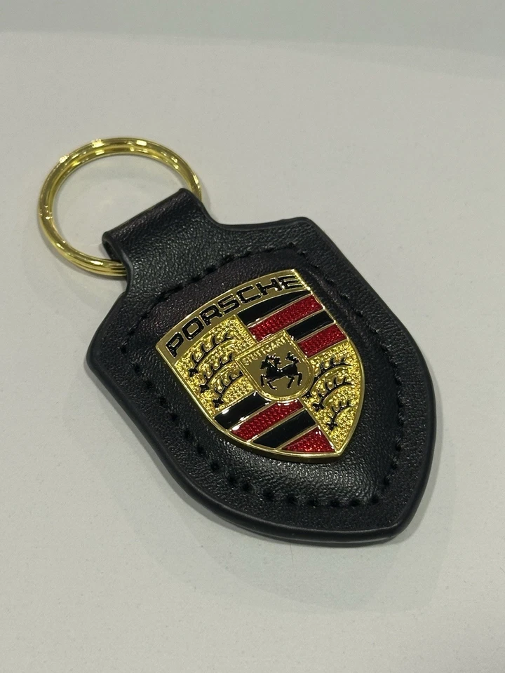 Porsche Portachiavi Keychain in Pelle con Stemma Porsche Nuovo - Immagine 1 di 2