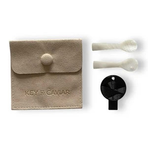 Abridor de lata con llave de caviar + juego de cuchara madreperla (onyx) - Imagen 1 de 5