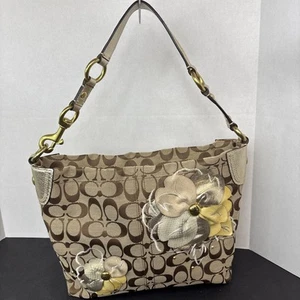 Borsa Coach Carly Bleecker vintage mono con accenti in pelle 13 x 9 x 4 in B2.1 - Foto 1 di 15