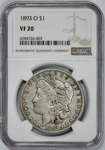 1893-O Morgan Silver $1 Dollar NGC VF 20 - Picture 1 of 4