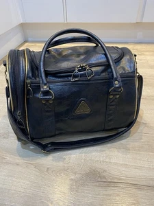 Vintage Head Holdall Bag Sport Gym Retro Black & Gold Faux Soft Leather - Picture 1 of 18