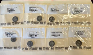 Lot of 8 diff. Barber Dimes 1911, 1911D, 1912, 1912D, 1913, 1914, 1914D, 1916 - Picture 1 of 17