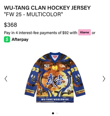 DS Supreme Wu-Tang Clan Hockey Jersey Blue XL SOLD OUT - Image 1 of 4