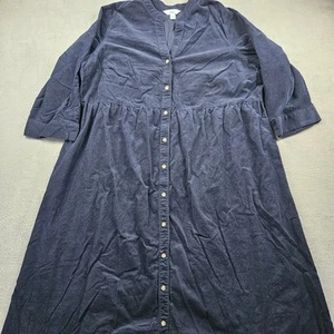 Corduroy Shirt Dress Babydoll Size 2XL Croft Barrow Navy Blue Button Up - Picture 1 of 7