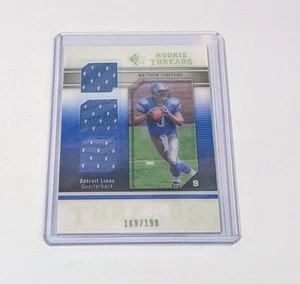 2009 ROOKIE THREADS MATTHEW STAFFORD RC MEMORABILIA TRIPLE JERSEY 169/199 #RT-ST - Picture 1 of 3