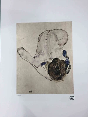 Litografía Egon Schiele off set cm 50x70 firma en losa con certificado Foto 1 de 4