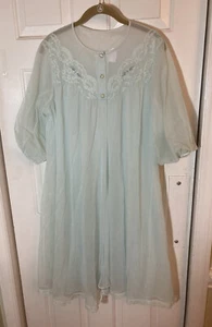 Vestido Largo Talla Grande Vintage Shadowline Nailon Forrado Mangas 3/4 - Imagen 1 de 7