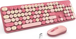 Wireless Keyboard And Mouse Combo 2.4G Full-Sized Colorful Typewriter Keyboard - Picture 1 of 7