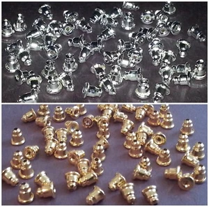 5x5MM Gold,Silver Plated Barrel Earring Backs/ Earnuts 25PC,50PC,100PC You Pick - Picture 1 of 3
