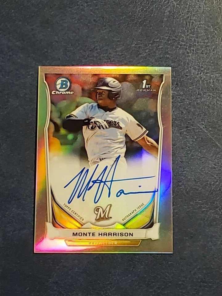 Monte Harrison 2014 Bowman Draft Chrome Refractor Auto BCA-MH Autograph - Image 1 of 1
