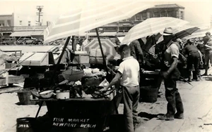 C1940 Dory Fleet Seafood Fish Market Newport Beach Ca California RPPC Postcard - Picture 1 of 2