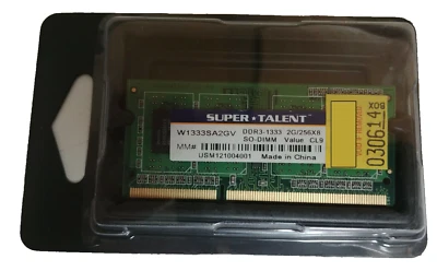2gb DDR3 Supertalent W1333SA2GV SODIMM 2GB/256X8 Notebook Memory - Image 1 of 3
