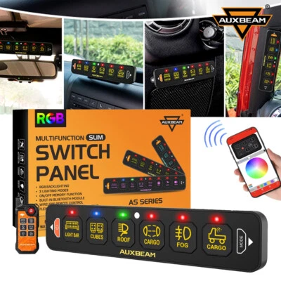 AUXBEAM AS-600 6 Gang RGB Slim Switch Panel APP Remote Control For Ford F250 350 - Image 1 of 4