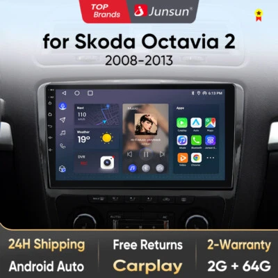CarPlay Android Car Stereo Radio GPS Navi RDS SWC BT For SKODA Octavia 2008-2013 - Image 1 of 4