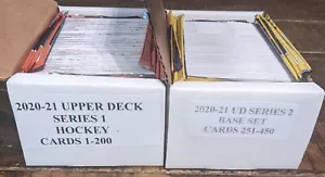 Upper Deck Serie 1 e 2 Hockey 2020-21 Set Base Completo 1-200 e 251-450 - Foto 1 di 1