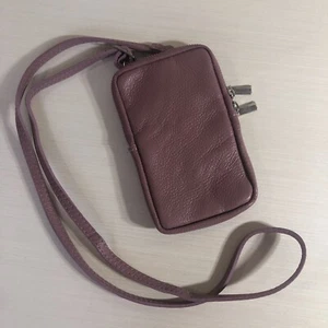 Borse in Pelle Genuine Leather Small Mauve Crossbody Purse Bag Made in Italy - Picture 1 of 8