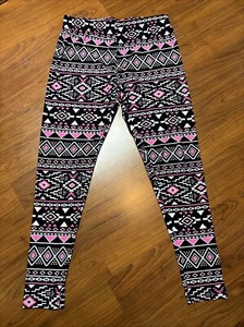 No Boundaries Women’s Juniors Leggings Pink & Black Geometric Print Sz L (11-13) - Picture 1 of 4