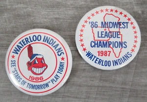 Waterloo Indians Pinback Button Lot Minor League Baseball MiLB Vintage Pin 1986 - Picture 1 of 5