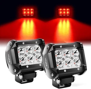 Nilight 4" Red Led Light Pod Spot Driving Fog Light 2PCS 18W Off Road lights - Picture 1 of 8