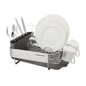 KitchenAid Compact Dish Rack with Stainless Steel Panel in Grey - Picture 1 of 3