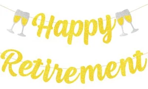 Happy Retirement Banner for Retirement Party Decorations, Gold Glitter We Wil... - Picture 1 of 6