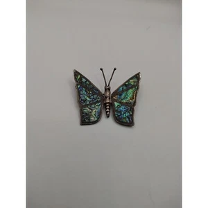 Brooch vintage Marked JBF New Mexico r r Abalone inlay Silver butterfly - Picture 1 of 8