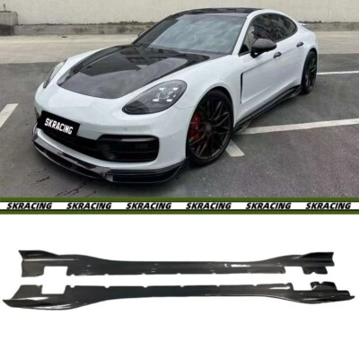 Labio de extensión de faldones laterales de fibra de carbono seco para Porsche Panamera 971 2017-2023 Foto 1 de 4