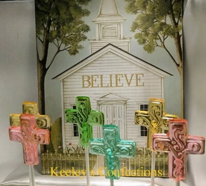 Easter Clear Toy Candy Cross Lollipops -6 Count - Picture 1 of 1