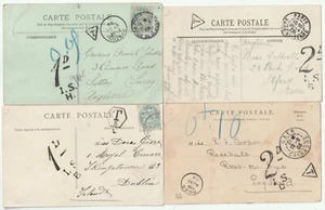1903/08 7 x PPCs EX FRANCE TO UK ALL WITH HANDSTRUCK POSTAGE DUE & TAXE MARKS - Picture 1 of 4