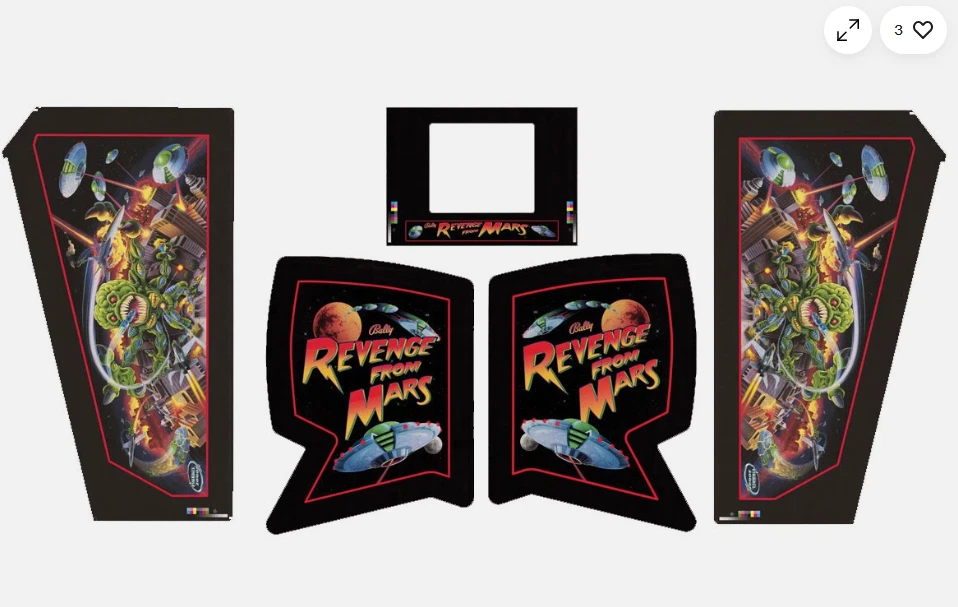Revenge From Mars Pinball Machine CABINET Decal Set - Image 1 of 1