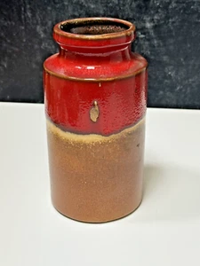 Vintage Scheurich Lava Tropfglasur Vase 203-18 Retro rot hellbraun braun West Germany - Bild 1 von 7