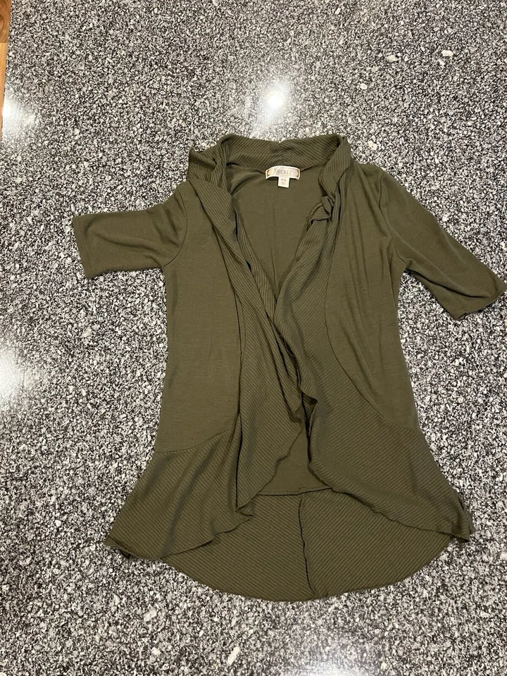 Cárdigan Suéter Mujer Decree Mediano Verde Oliva Tejido Abierto Manga Corta (A17) Foto 1 de 4