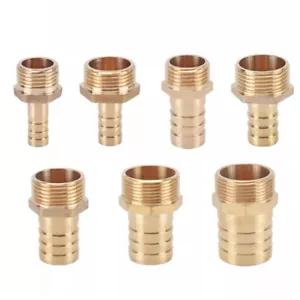 Accesorios de tubería de latón macho x púas cola de manguera conector aire agua combustible gas - Imagen 1 de 27
