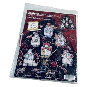 Christmas Snow Friends Ornaments w/Felt Backing JANLYNN Cross Stitch Kit #56-107 - Picture 1 of 16